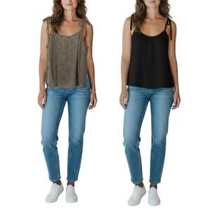 Bundle of 2 Levi's Tank Tops Sleeveless Tie-Strap Blouse Womens Size Small